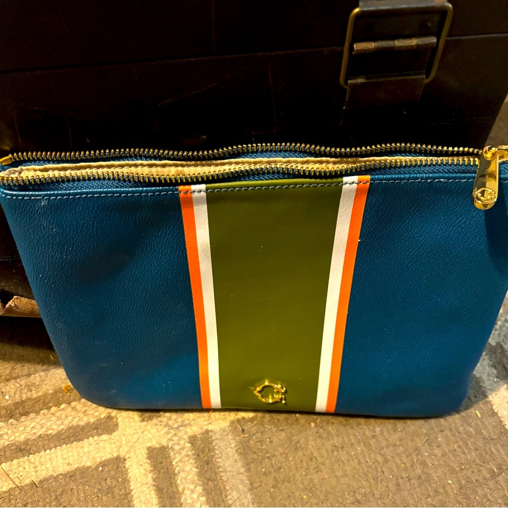 C Wonder Striped Leather Clutch